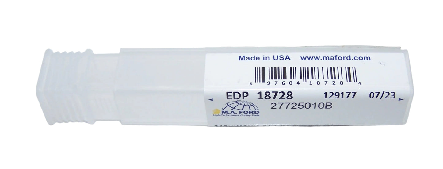 27725010B MAFORD 1/4" Carbide 4 Flute End Mill SQ .2500" Diameter .750" Flute 2.50" Length .250" Shank (18728) TuffCut XT