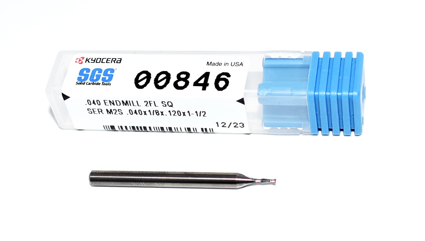 0.0400" CARBIDE END MILL 2 FLUTE #60 DIA .120"LOC- KYOCERA SGS 00846