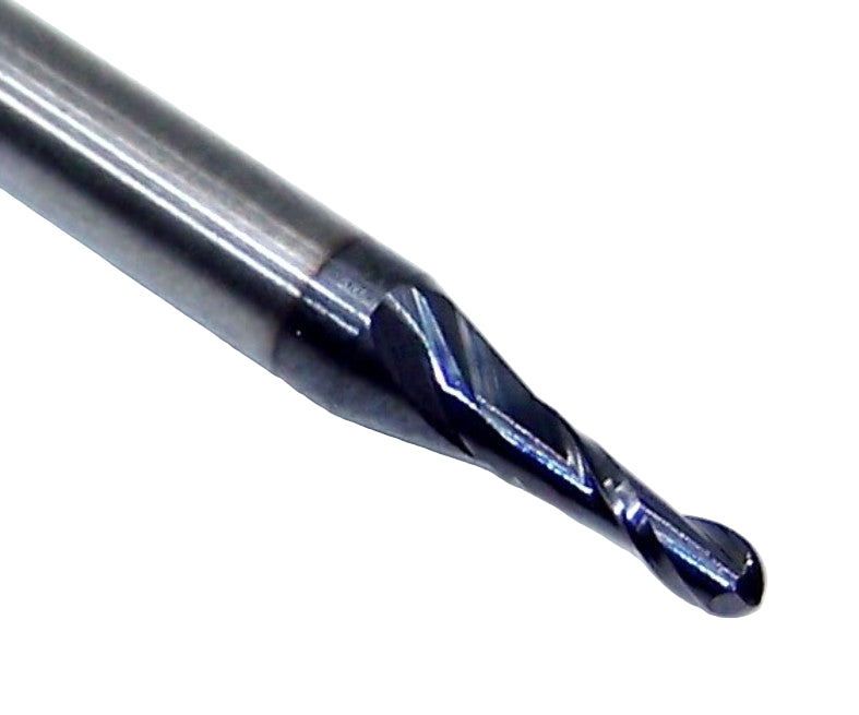 02592 Kyocera SGS 1/16" Carbide 2 Flute Ball End Mill AlTiN Coated .062" Diameter .186" Flute 1.5" Length .125" Shank