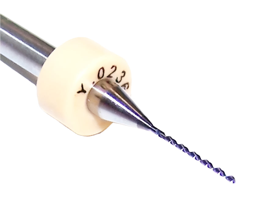 100.0236.360 Kyocera 0.60mm Carbide 2 Flute Drill PCB Type .0236" Diameter .360" Flute 1.50" Length .125" Shank