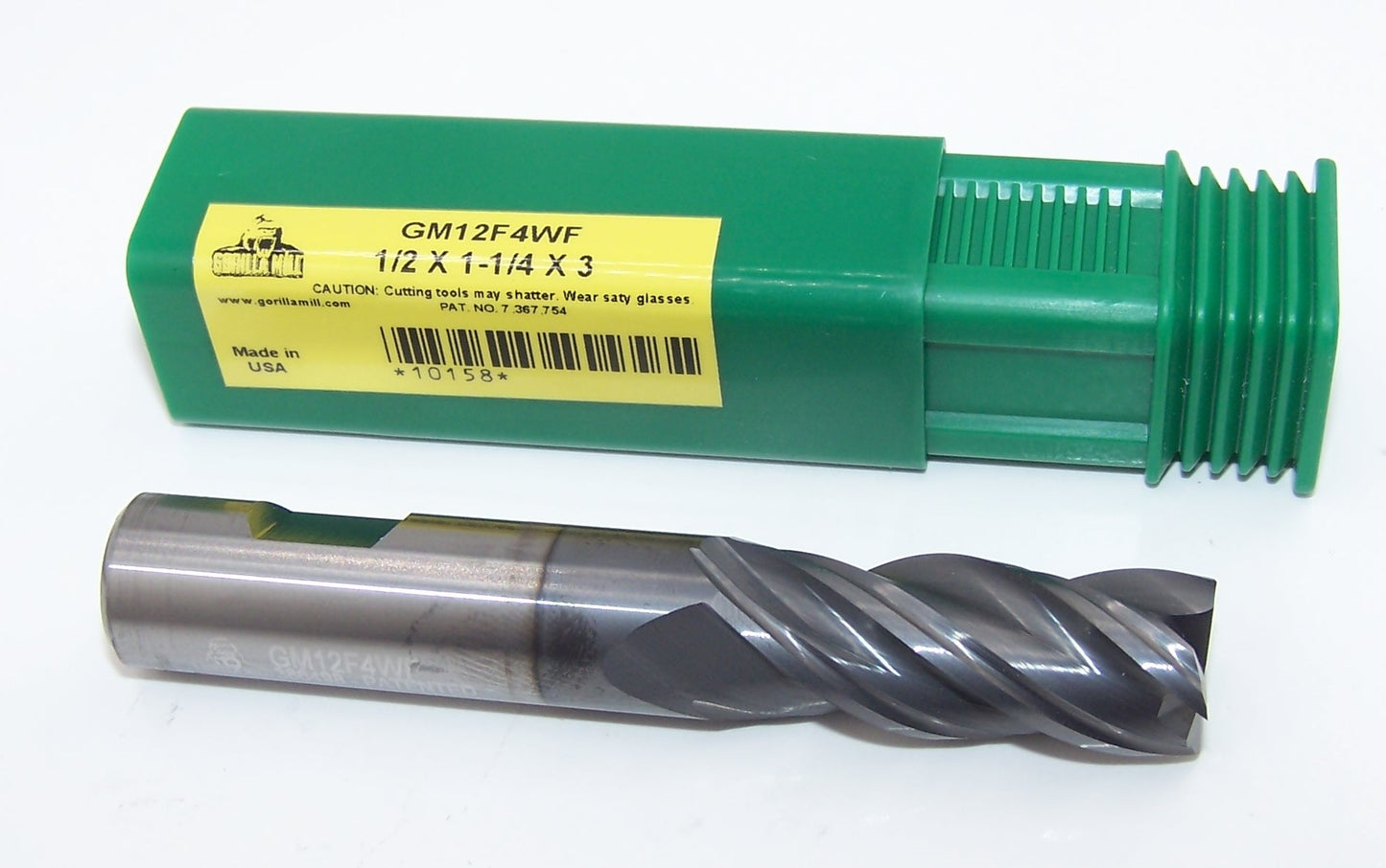 10158 Gorilla Mill 1/2" Carbide 4 Flute End Mill SQ .500" Diameter 1.25" Flute 3" Length .500" Shank GMX-35 Coat