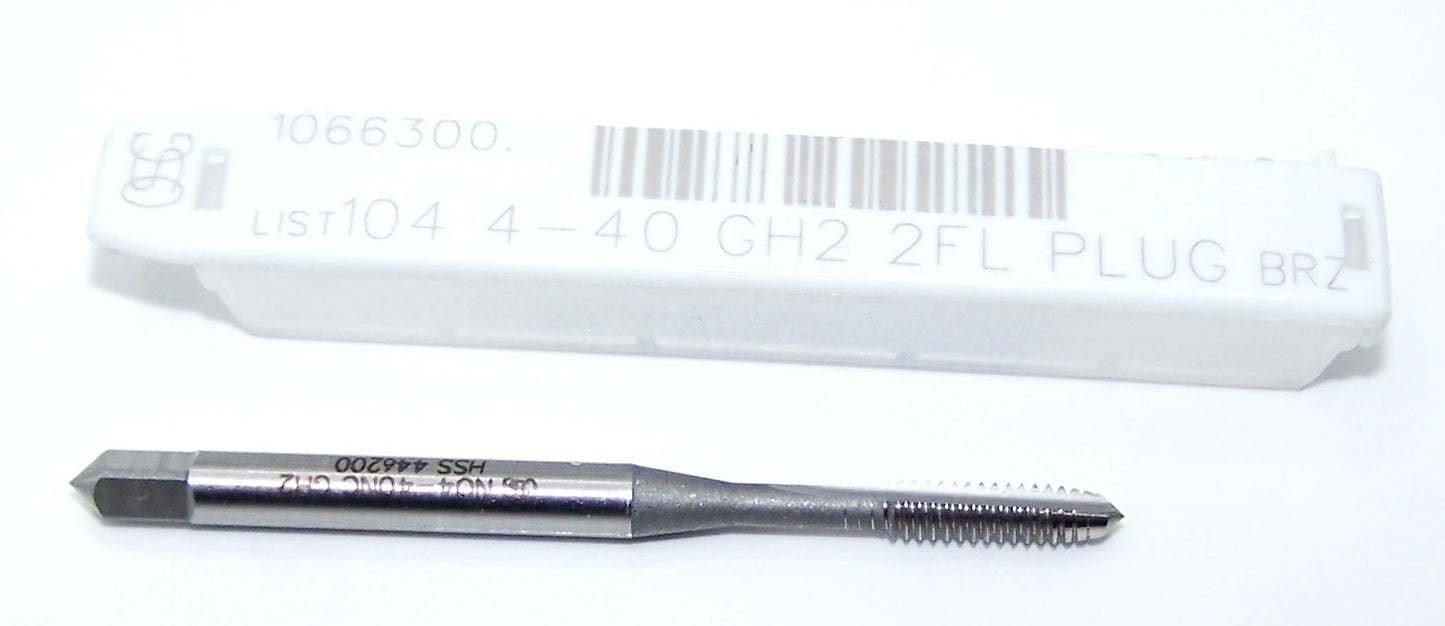 1066300 OSG 4-40 Plug Cut Tap 2 Flute H2 4P Bright General Purpose Straight Flute