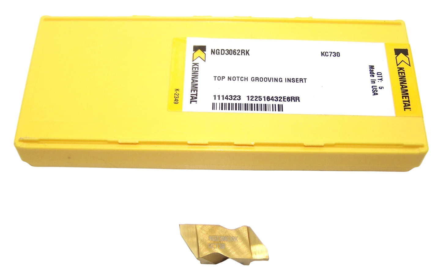 NGD3062RK KC730 Kennametal Top Notch Grooving Insert Right Hand Long Reach .062" Width Size 3 - 1114323 - Pack of 5