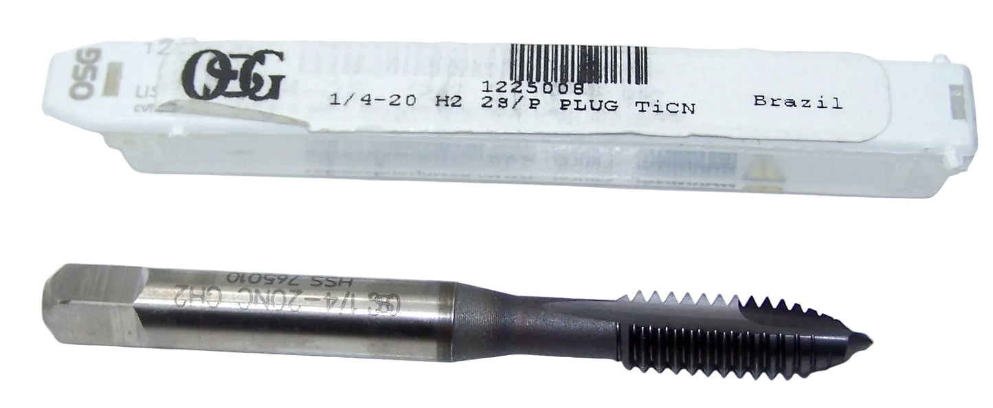 1225008 OSG 1/4-20 Plug Cut Tap 2 Flute H2 4P Steam Oxide General Purpose