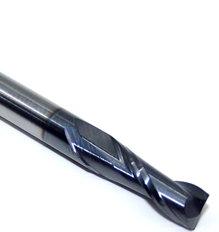1610-1968L590 Kyocera 5.00mm Carbide 2 Flute End Mill SQ AlTiN Coated .1968" Diameter .590" Flute 1.97" Length .197" Shank