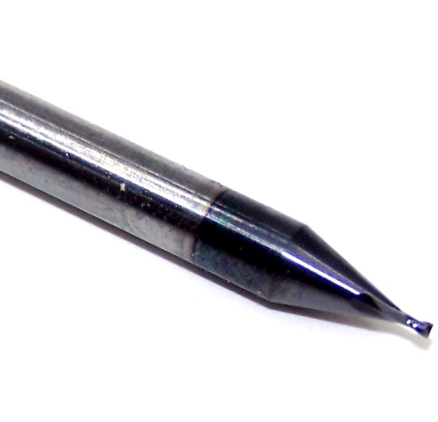1620-0240L036 Kyocera 0.0240" Carbide 2 Flute End Mill ALTiN Coated 0.0240" Diameter 0.0360" Flute 1.50" Length 0.125" Shank