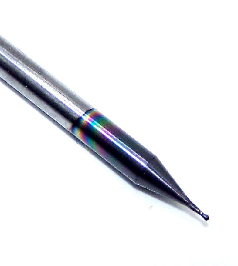 0.0197" CARBIDE END MILL 2 FLUTE 0.50mm DIA .059"LOC BALL END KYOCERA MICROTOOLS 1625-0197I059