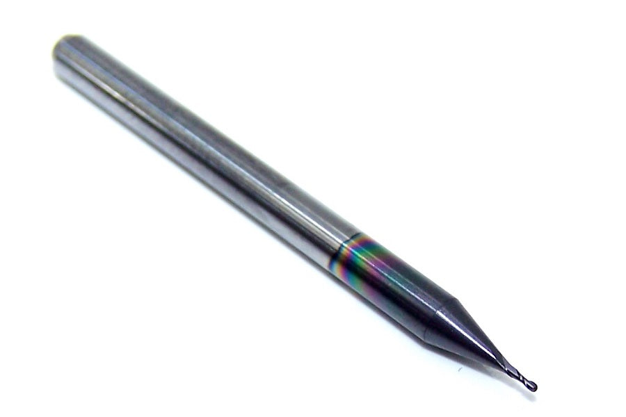 0.0197" CARBIDE END MILL 2 FLUTE 0.50mm DIA .059"LOC BALL END KYOCERA MICROTOOLS 1625-0197I059