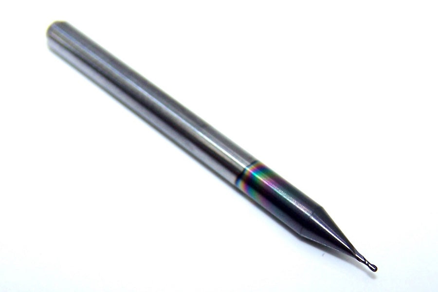 0.0197" CARBIDE END MILL 2 FLUTE 0.50mm DIA .059"LOC BALL END KYOCERA MICROTOOLS 1625-0197I059