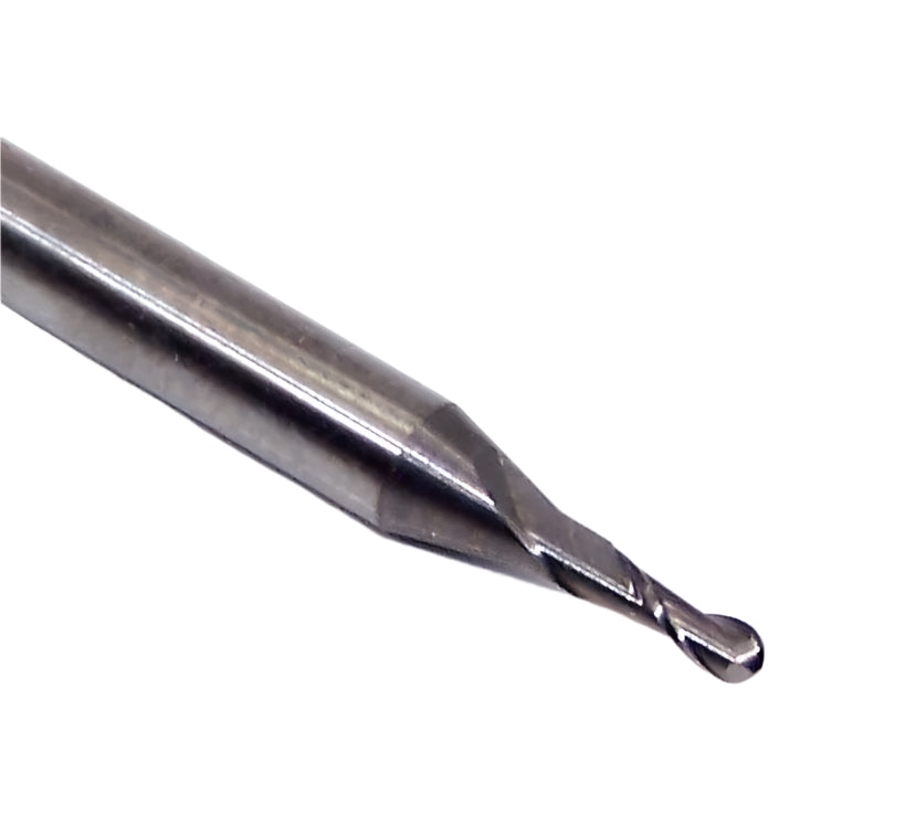 1625-0550.165 Kyocera #54 Carbide 2 Flute End Mill Ball End 0.0550" Diameter 0.1650" Flute 1.5" Length 0.125" Shank