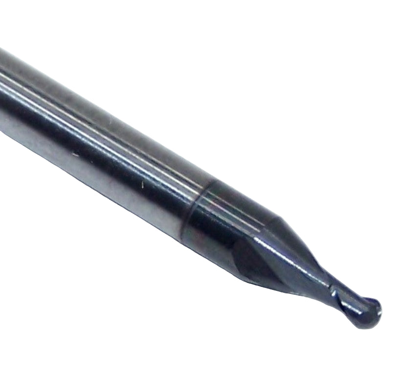 1635-0600L090 Kyocera 0.0600" Carbide 2 Flute End Mill Ball End ALTiN Coated 0.0600" Diameter 0.090" Flute 1.5" Length 0.125" Shank