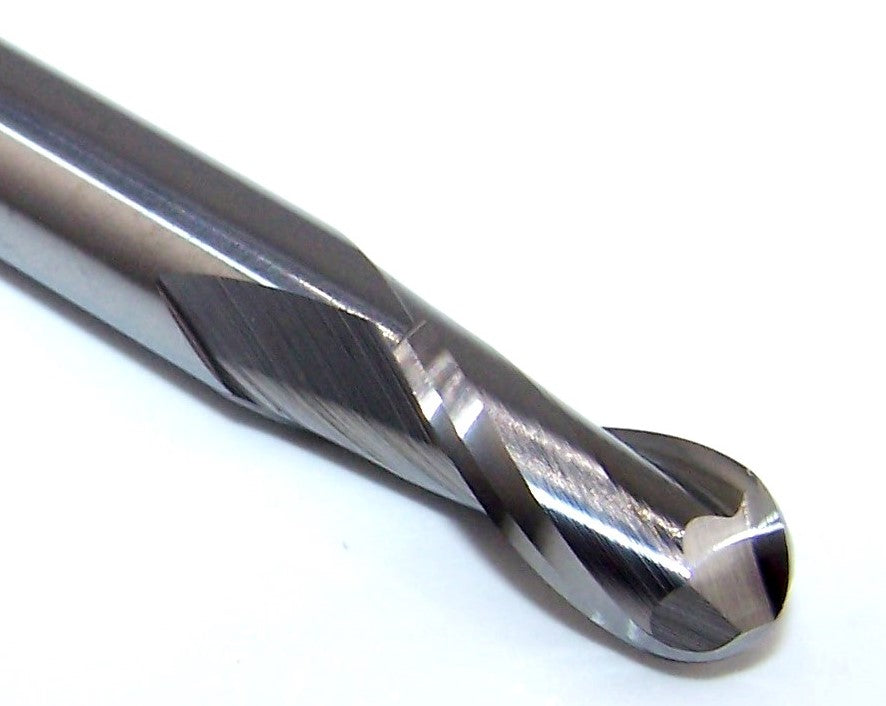 1635-2500.500 Oliver Tool 1/4" Carbide 2 Flute End Mill Ball End Stub .2500" Diameter .500" Flute  2.00" Length .250" Shank
