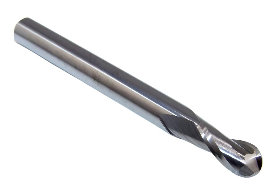 1635-2500.500 Oliver Tool 1/4" Carbide 2 Flute End Mill Ball End Stub .2500" Diameter .500" Flute  2.00" Length .250" Shank