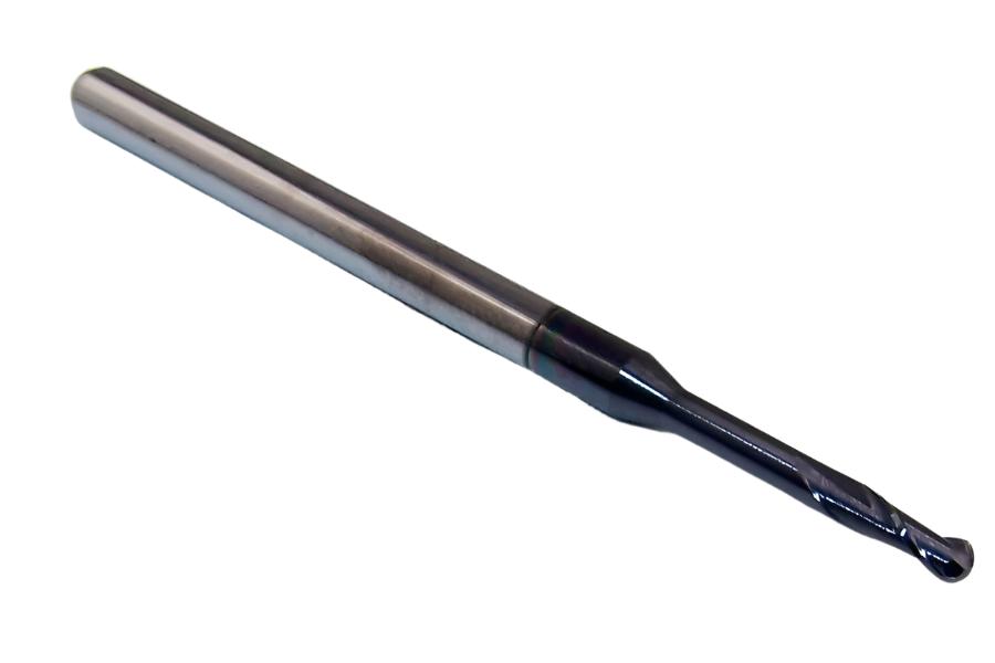 1645-0781L590 Kyocera 5/64" Carbide 2 Flute End Mill .590" Extend Reach Ball End AlTiN .0938" Diameter .234" Flute 1.50" Length .125" Shank