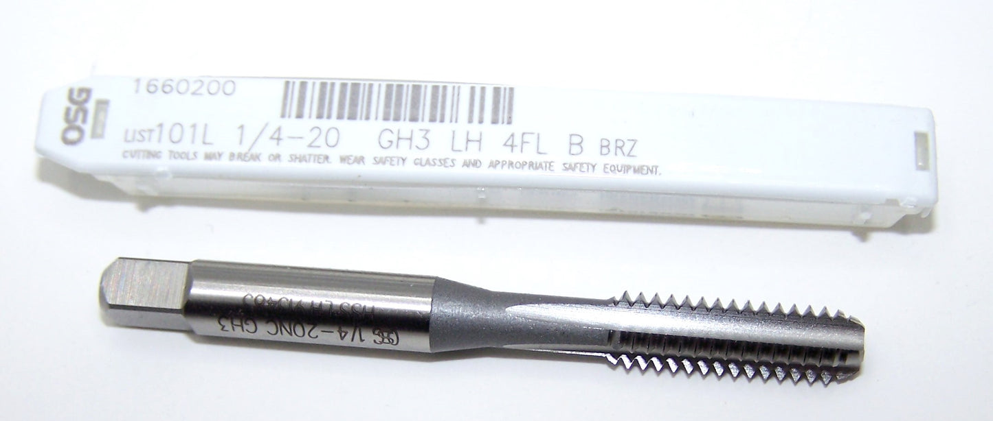1660200 OSG 1/4-20 Left Hand Bottom Cut Tap 4 Flute H3 1.5P Bright General Purpose Tap