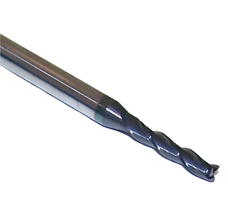 1710-0850L425 Kyocera 0.0850" Carbide 3 Flute End Mill ALTiN Coated 0.0850" Diameter 0.425" Flute 2.5" Length 0.125" Shank