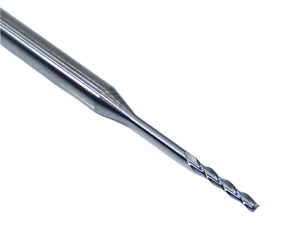 1740-0500.600 Kyocera 0.0500" Carbide 3 Flute End Mill .600" Extended Reach 0.0500" Diameter 0.300" Flute 2.5" Length 0.125" Shank
