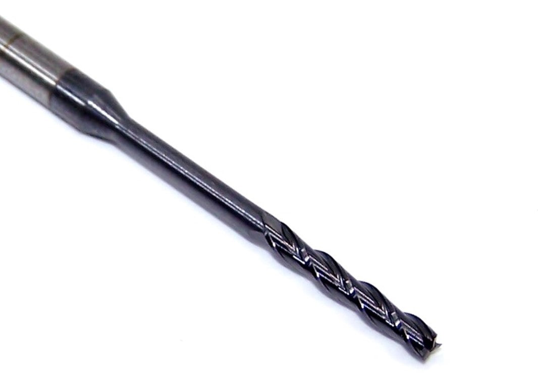 1740-0781L1000 Kyocera 5/64" Carbide 3 Flute End Mill Extended Reach ALTiN Coated 0.0781" Diameter 0.500" Flute 2.5" Length 0.125" Shank