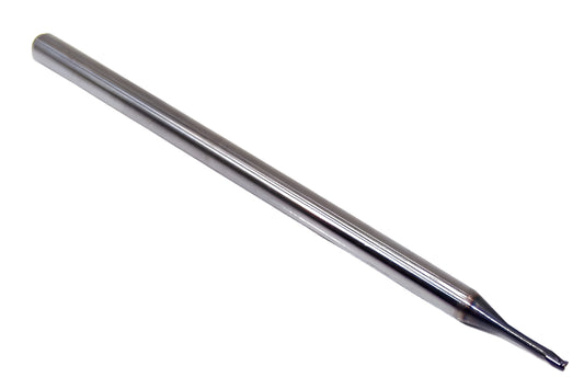 1744-0469L250CR Kyocera 3/64" Carbide 3 Flute End Mill .250" Extended Reach .010" Radius AlTiN Coated .0469" Diameter .070" Flute 2.50" Length .125" Shank