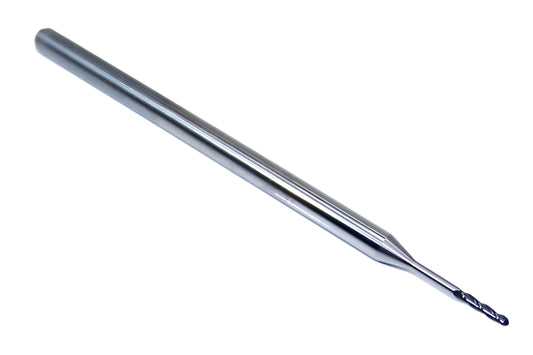 1745-0450L450 Kyocera 0.0450" Carbide 3 Flute End Mill .450" Extended Reach Ball End AlTiN 0.0450" Diameter 0.225" Flute 2.5" Length 0.125" Shank