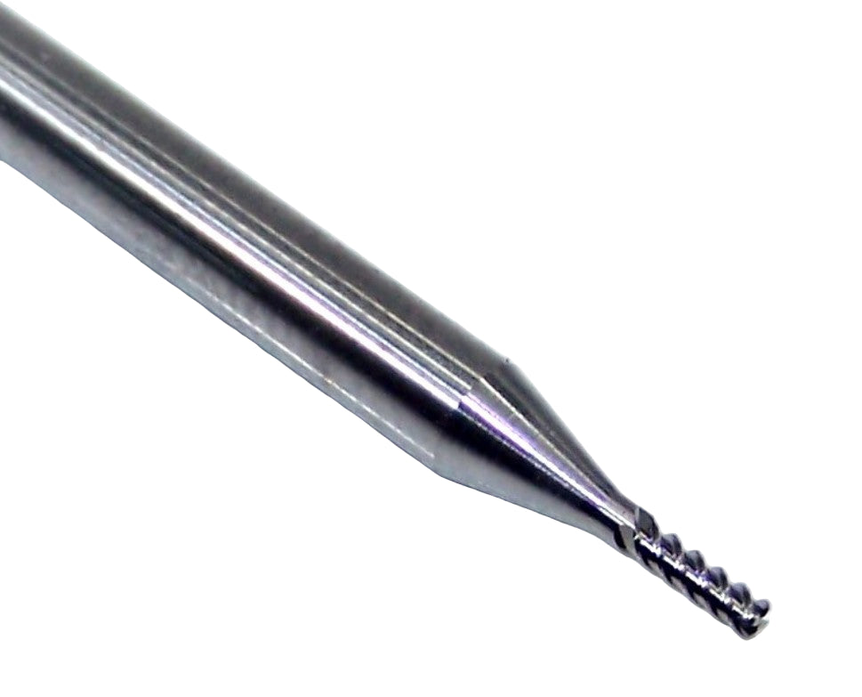 1804-0394.118R Kyocera 1.00mm Carbide 4 Flute End Mill 0.004" Radius 0.0394" Diameter 0.118" Flute 1.5" Length 0.1181" Shank