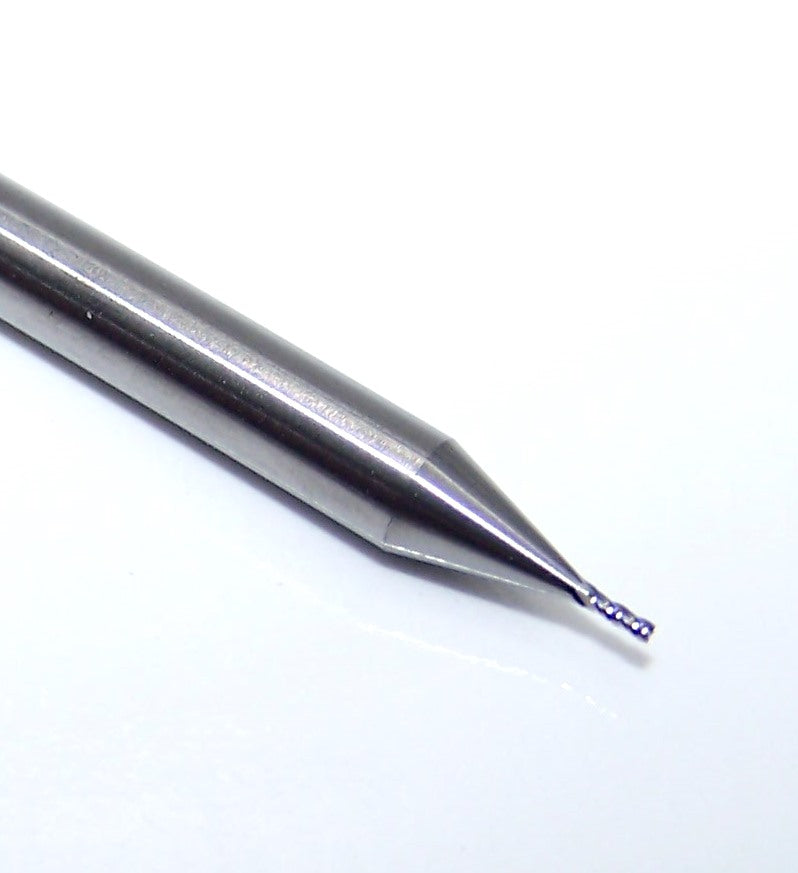1810-0210.063 Kyocera #75 Carbide 4 Flute End Mill .0210" Diameter .063" Flute 1.50" Length .125" Shank