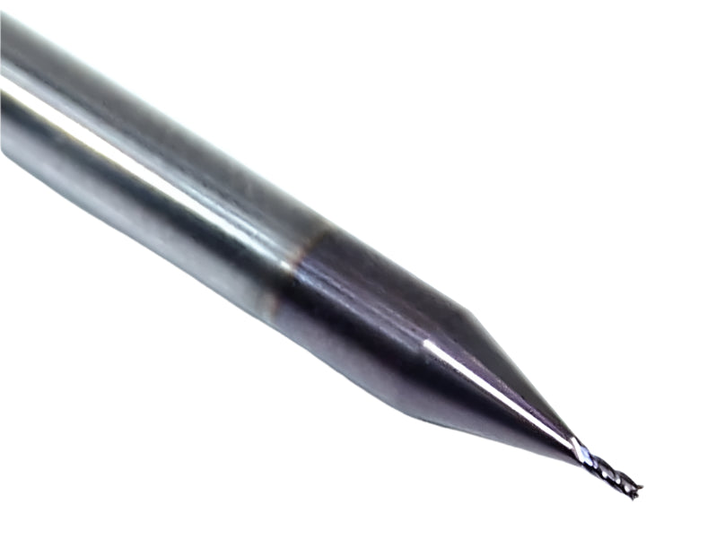 1810-0210L063 Kyocera #75 Carbide 4 Flute End Mill AlTiN Coated .0210" Diameter .063" Flute 1.50" Length .125" Shank