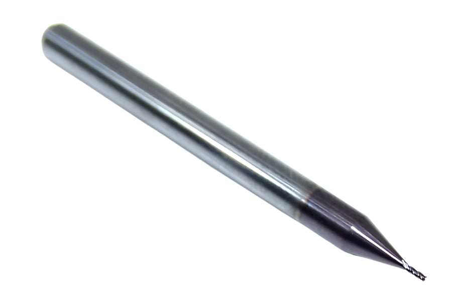 1810-0210L063 Kyocera #75 Carbide 4 Flute End Mill AlTiN Coated .0210" Diameter .063" Flute 1.50" Length .125" Shank