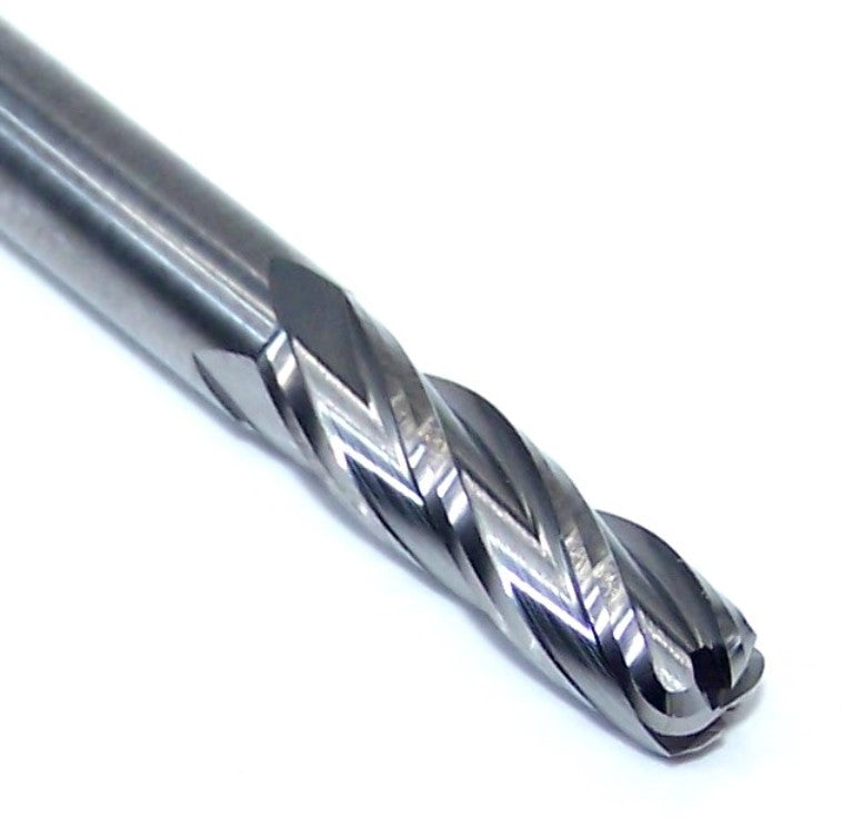 1818-1875.625CR Kyocera 3/16" Carbide 4 Flute End Mill 0.060" Radius 0.1875" Diameter 0.625" Flute 2.00" Length 0.1875" Shank
