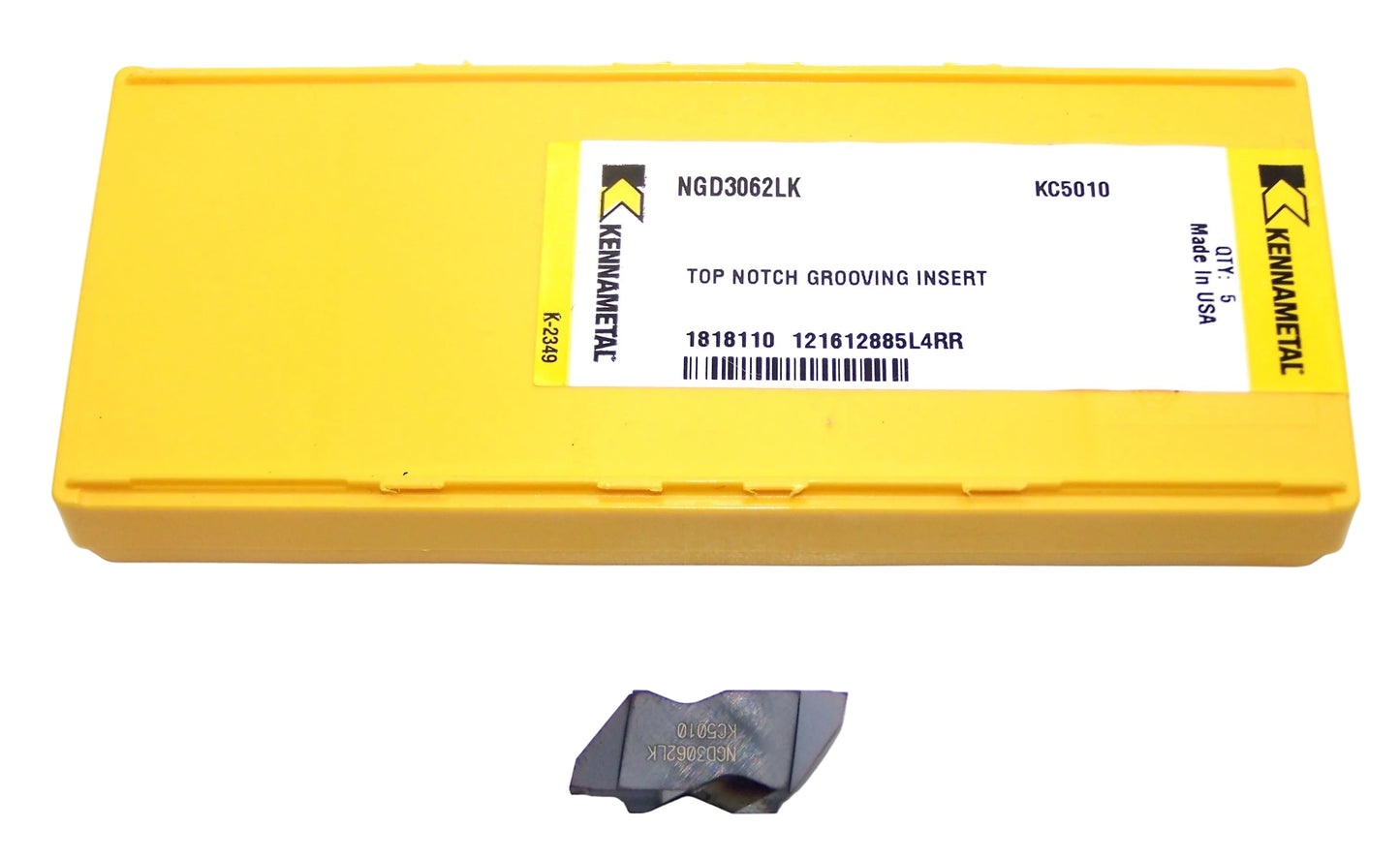 NGD3062LK KC5010 Kennametal Top Notch Grooving Insert Long Reach .062" Width Size 3 - 1818110 - Pack of 5