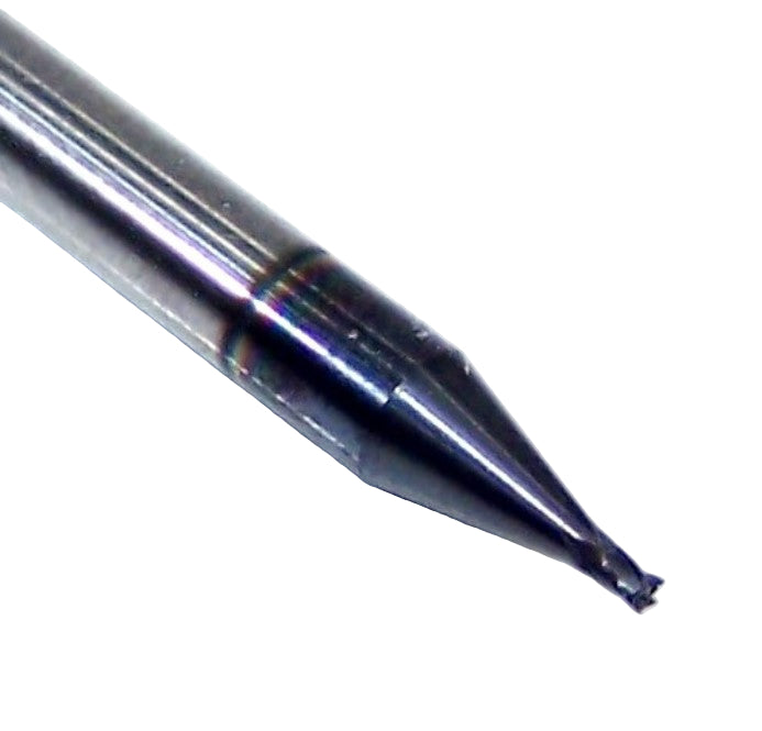 1820-0315L047 Kyocera 0.8mm Carbide 4 Flute End Mill ALTiN Coated 0.0315" Diameter 0.0470" Flute 1.5" Length 0.1181" Shank