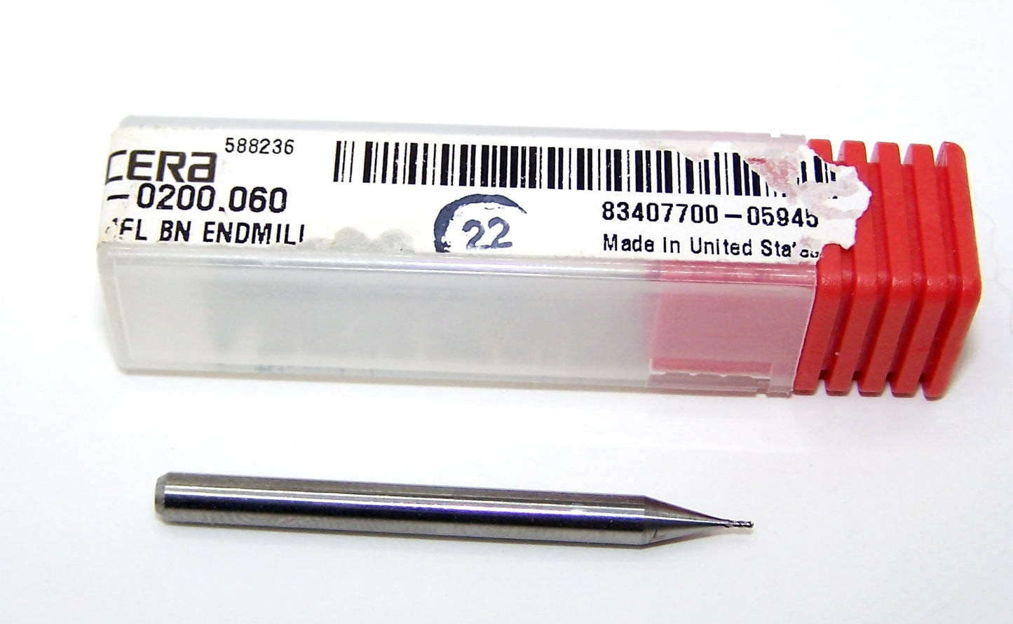 1825-0200.060 Kyocera #76 Carbide End Mill Ball End .0200" Diameter .060" Flute 1.50" Length .125" Shank