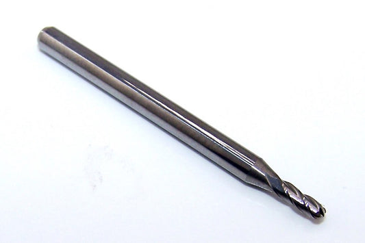 1825-0748.224 Kyocera 1.90mm Carbide 4 Flute End Mill Ball End 0.0748" Diameter 0.2240" Flute 1.5" Length 0.1181" Shank