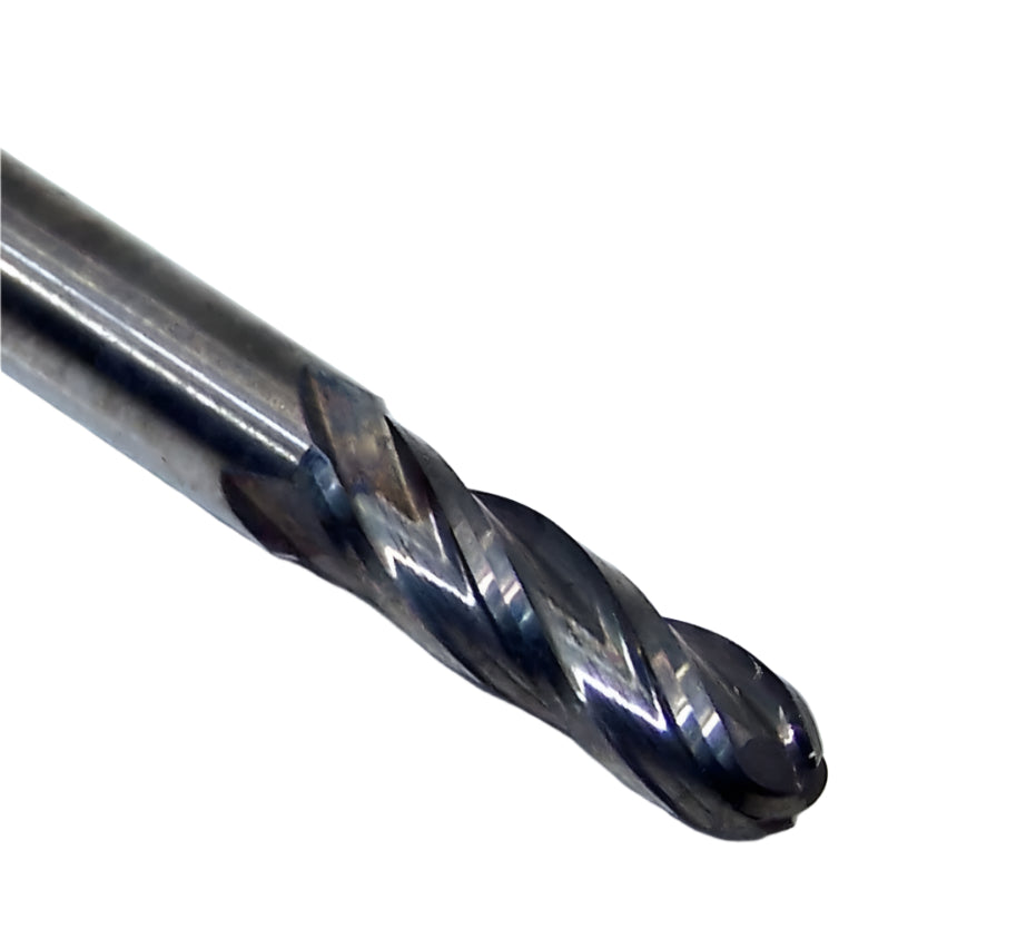 1825-1719.563 Kyocera 11/64" Carbide 4 Flute End Mill Ball End 0.1719" Diameter 0.563" Flute 2.0" Length 0.1875" Shank