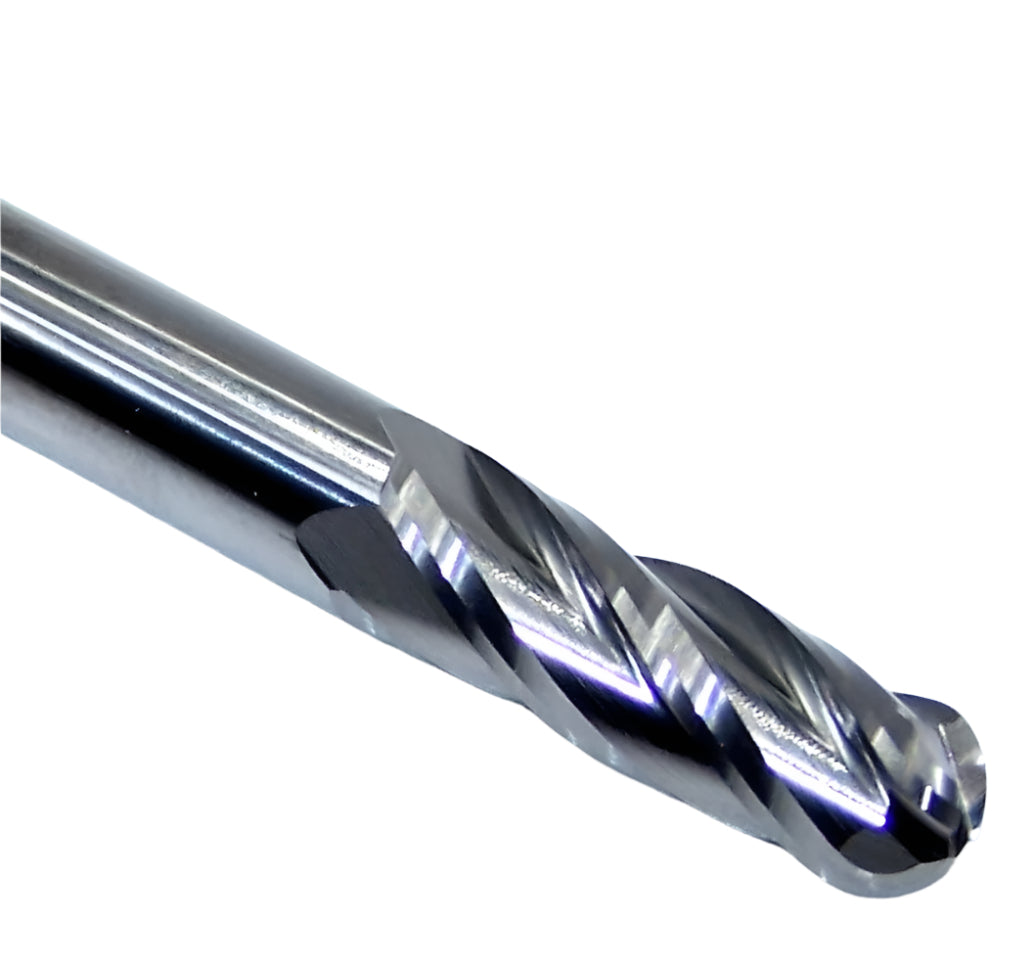 1825-2500.750 Kyocera 1/4" Carbide 4 Flute End Mill Ball End 0.2500" Diameter 0.750" Flute 2.5" Length 0.25" Shank