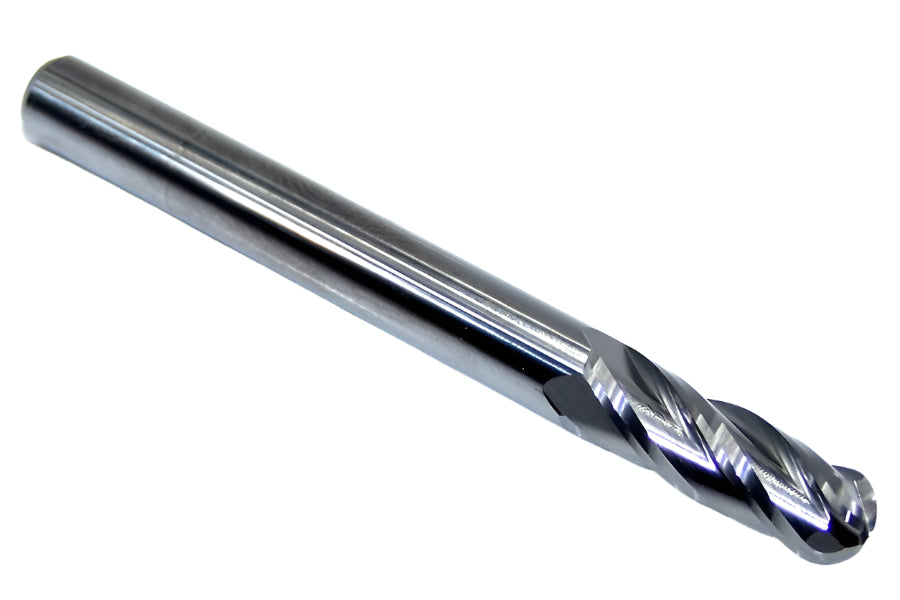 1825-2500.750 Kyocera 1/4" Carbide 4 Flute End Mill Ball End 0.2500" Diameter 0.750" Flute 2.5" Length 0.25" Shank