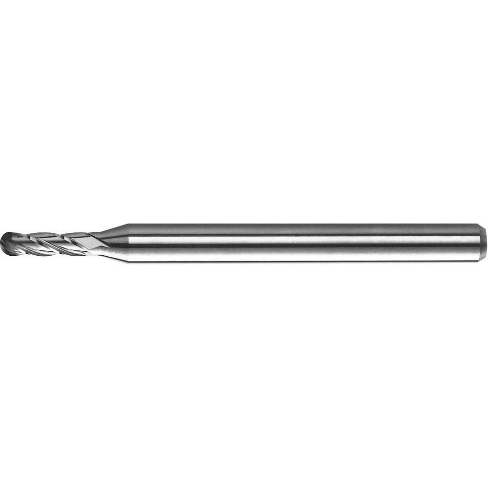 1825-0394.117 Kyocera 0.0394" Carbide 4 Flute End Mill Ball End 0.0394" Diameter 0.117" Flute 1.5" Length 0.125" Shank