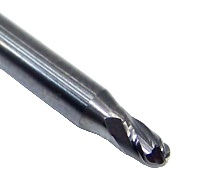 1835-0938.141 Kyocera 3/32" Carbide 4 Flute End Mill Stub Flute Ball End .0938" Diameter .141" Flute 1.50" Length .125" Shank
