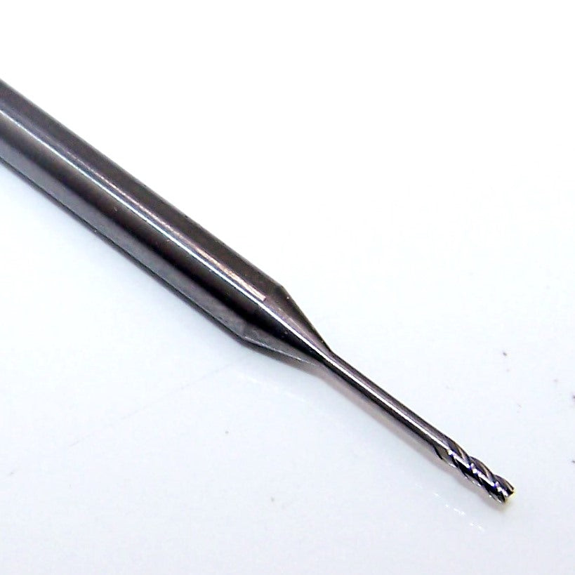 1840-0394.394 Kyocera 1.00mm Carbide 4 Flute End Mill Extended Reach .0394" Diameter .1181" Flute 1.97" Length .118" Shank