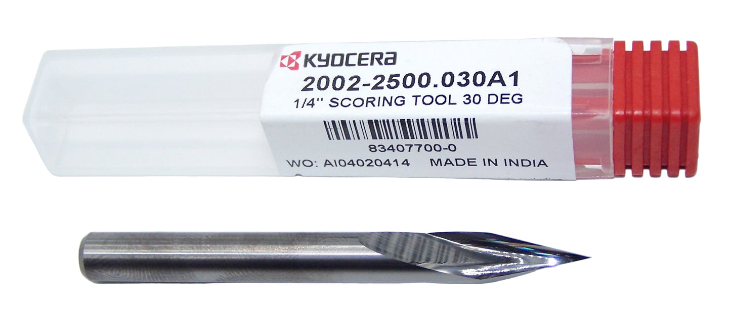 2002-2500.030A1 Kyocera 1/4" Carbide Chamfer and Engraving Bit 30° Included Point 2 FLUTE .250" Diameter 2.50" Length .250" Shank