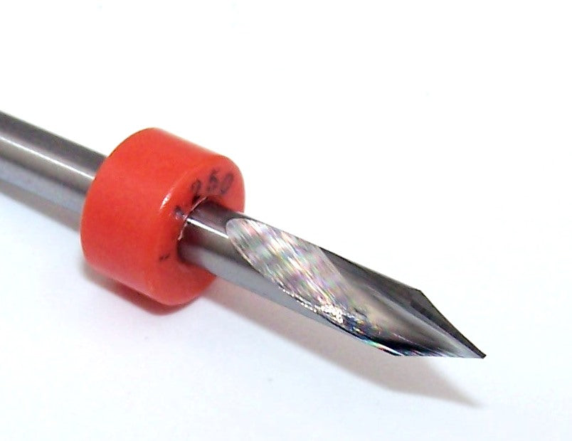 2002.1250.045 Kyocera 45° Carbide 2 Flute Chamfer Engraving tool .1250" Diameter .010" Tip Width 1.50" Length .125" Shank