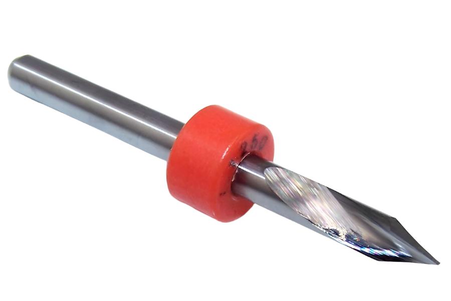 2002.1250.045 Kyocera 45° Carbide 2 Flute Chamfer Engraving tool .1250" Diameter .010" Tip Width 1.50" Length .125" Shank