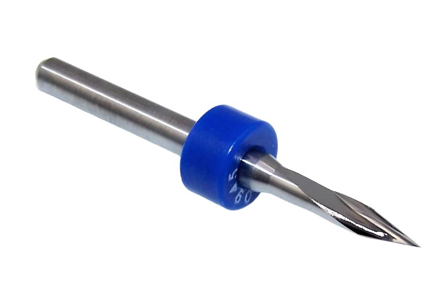 2002Q0945.030A1 Kyocera 30° Carbide 2 Flute Chamfer Engraving tool .0945" Diameter .006" Tip Width 1.50" Length .125" Shank