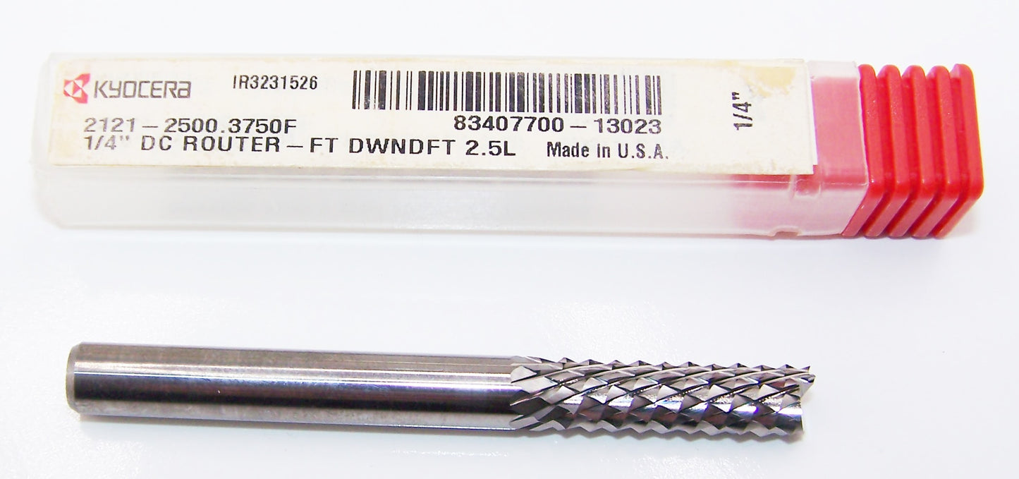 DIAMOND-CUT CARBIDE ROUTER BURRS DOWN-CUT 1/4" (.2500") Diameter from Kyocera Microtools 2121-2500.3750F
