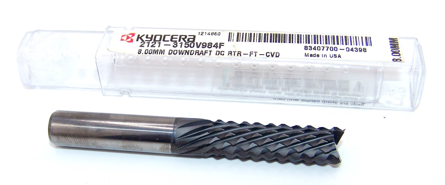 DIAMOND-CUT CARBIDE ROUTER BURR DOWN-CUT 8mm DIA (.315") FT PVD COATED Kyocera Microtools 2121-3150V984F
