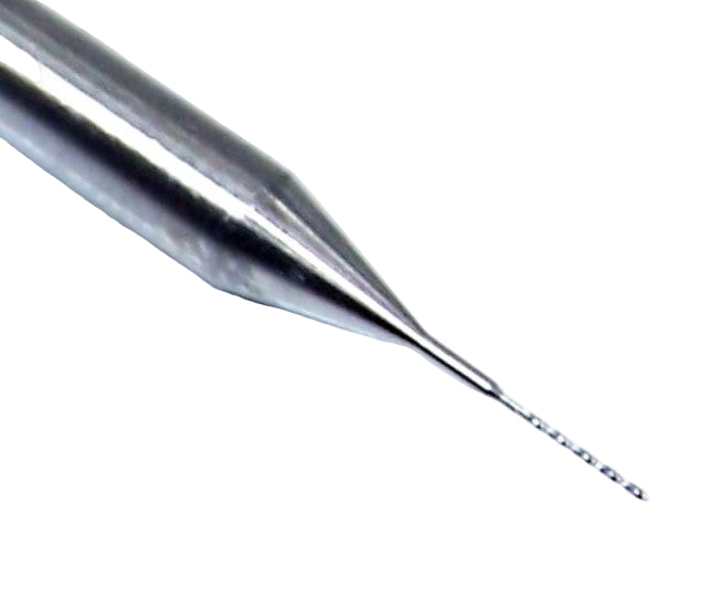 225-0100.150 Kyocera #87 Carbide 2 Flute Drill PCB Type .0100" Diameter 0.150" Flute 1.5" Length 0.125" Shank 130° Point