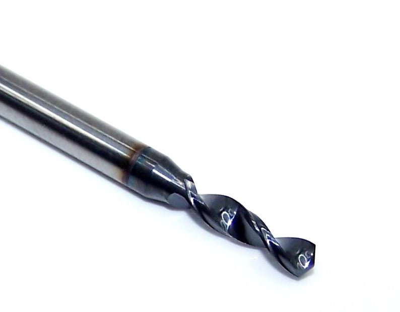 226-0921L400 Kyocera 2.34mm Carbide Drill 2 FLUTE AlTiN coated .0921" Diameter .400" Flute 1.50" Length .1181" Shank 130° Point