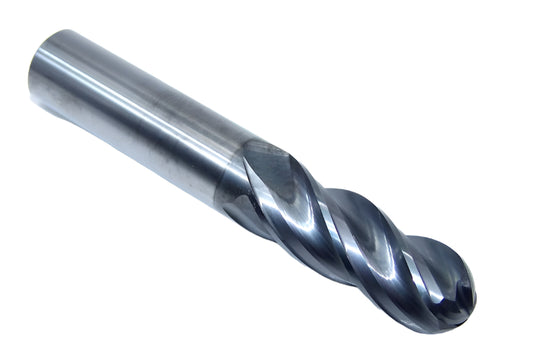 27950010B MAFORD 1/2" Carbide 4 Flute End Mill BALL .5000" Diameter 1.25" Flute 3.00" Length .500" Shank (27932)