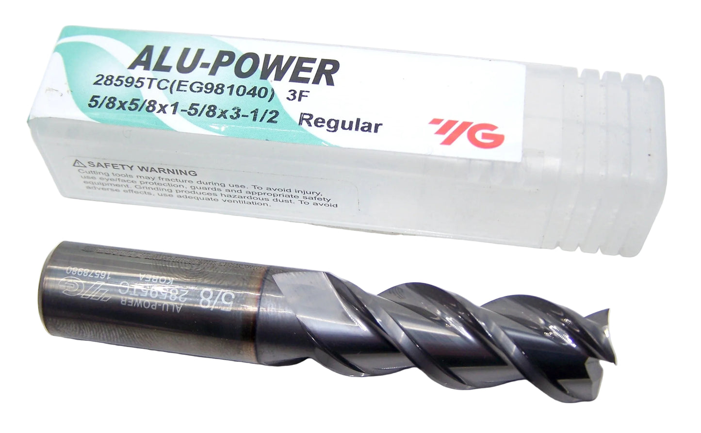 28595TC YG1 5/8" Carbide 3 Flute End Mill ALU-POWER SQ for Aluminum .625" Diameter 1.625" Flute 3.50" OAL .625" Shank