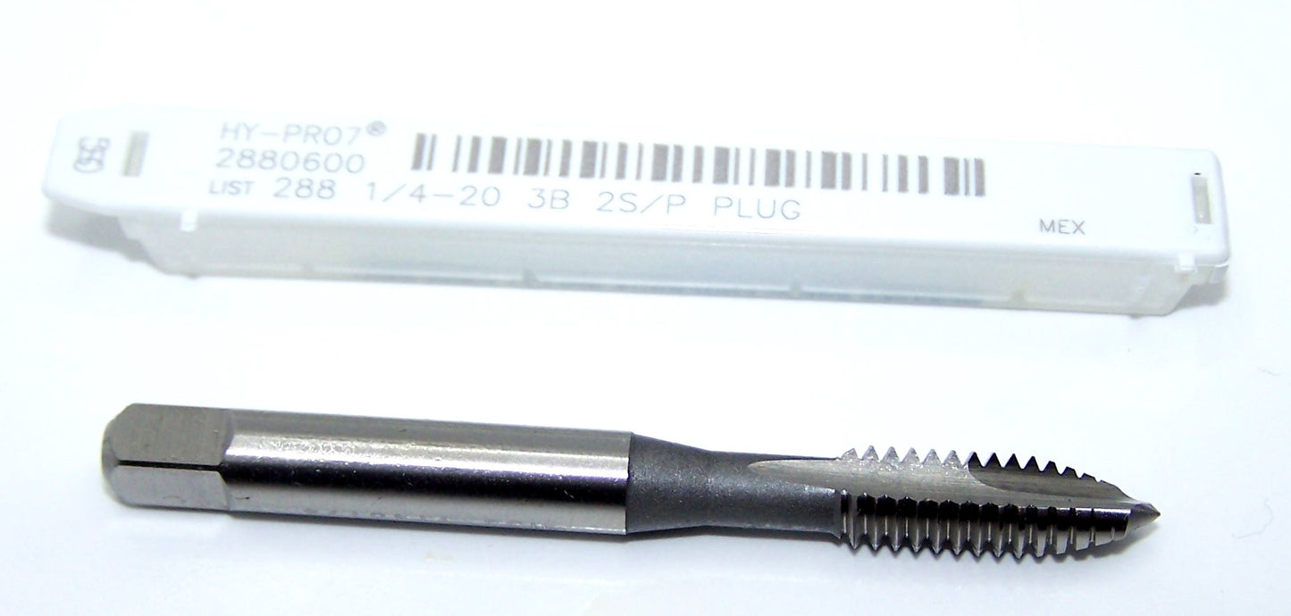2880600 OSG 1/4-20 Plug Cut Tap 2 Flute 3B 5P Bright HY-PRO 7